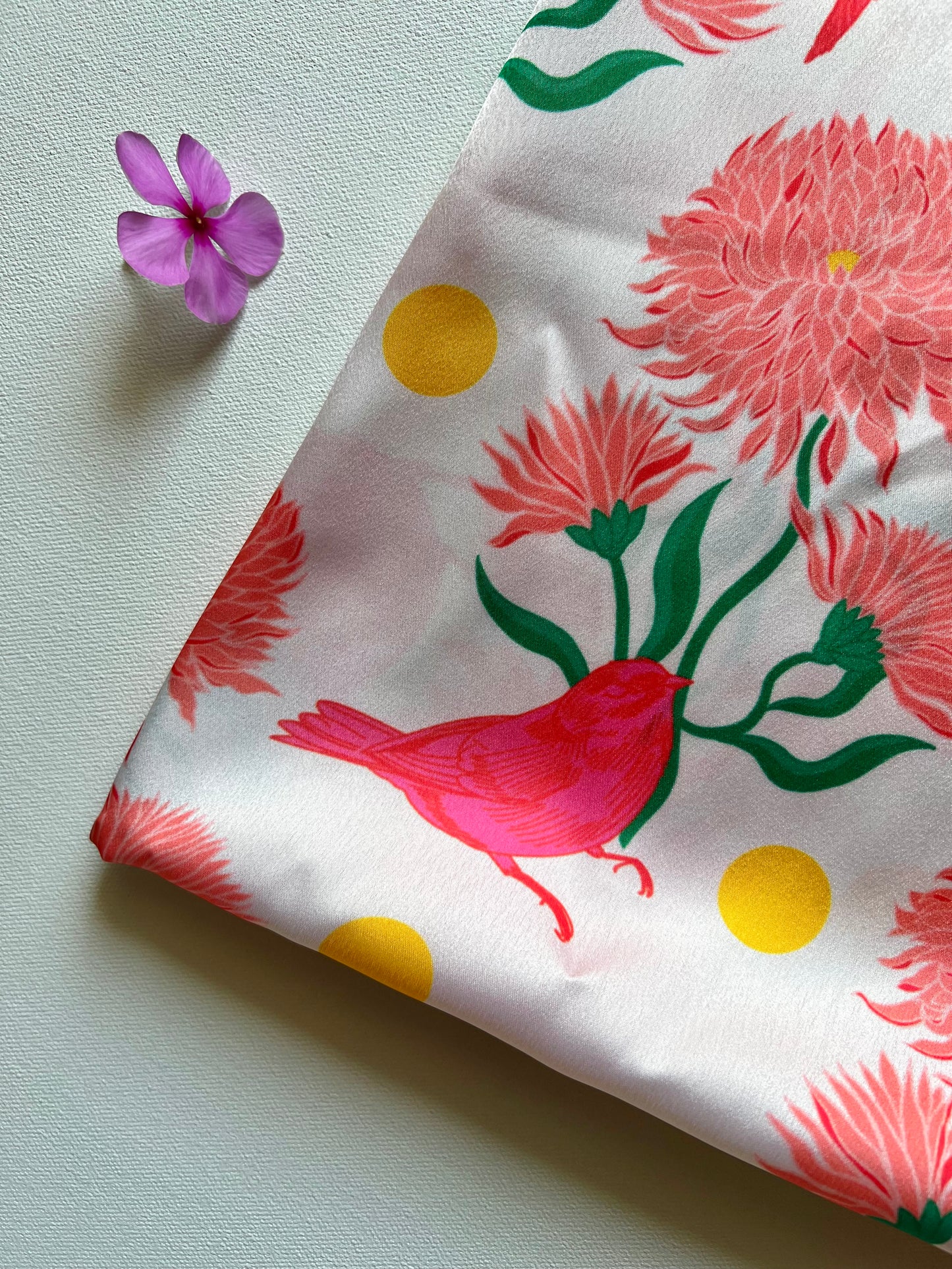 Birdsong Blossom Satin Scarf