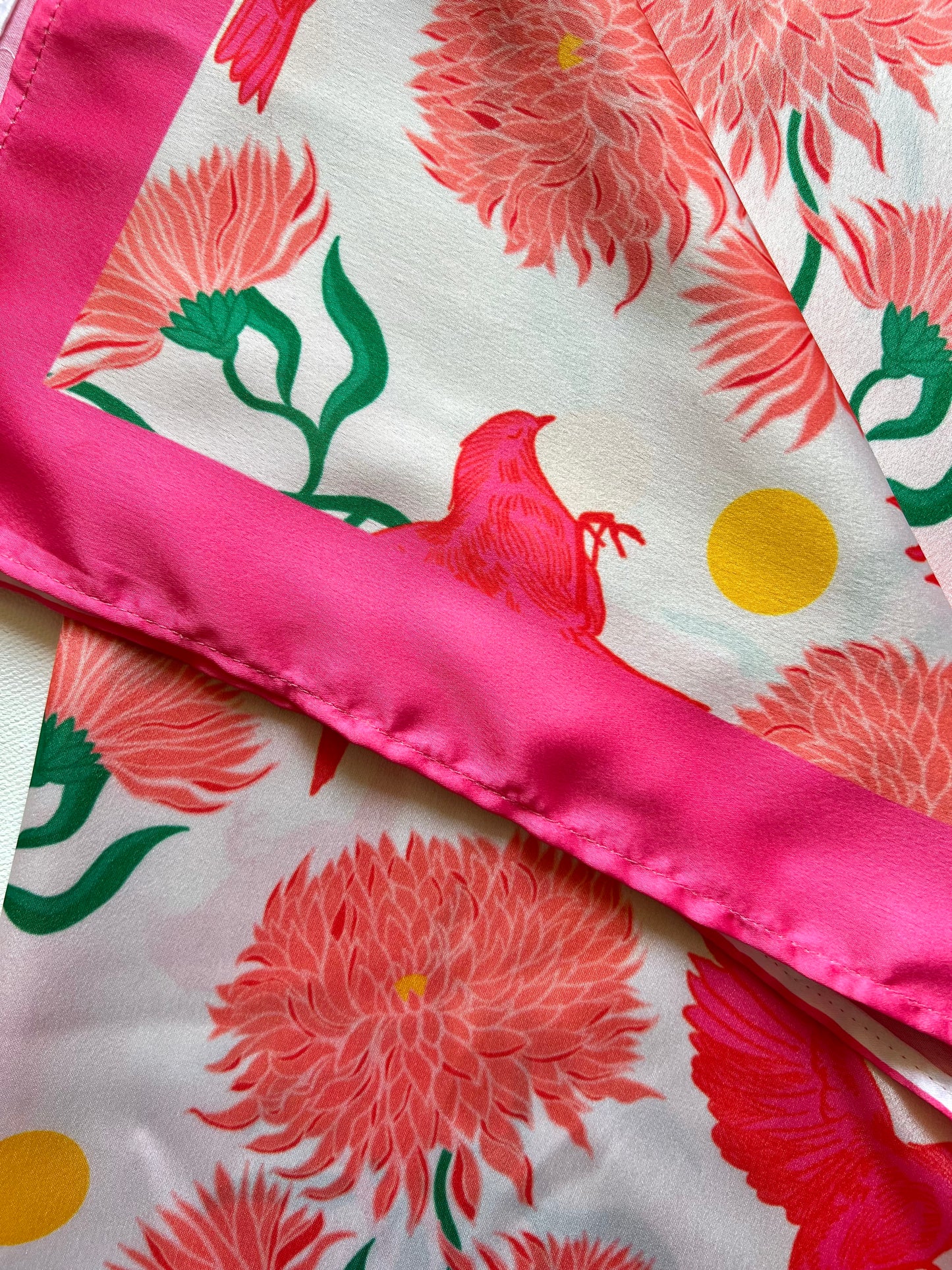 Birdsong Blossom Satin Scarf