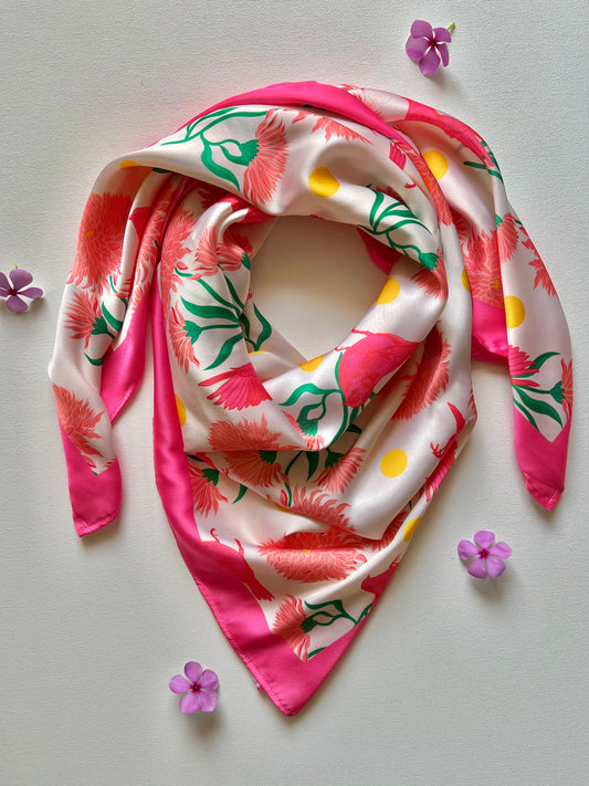 Birdsong Blossom Satin Scarf