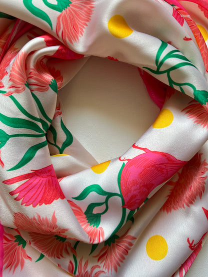 Birdsong Blossom Satin Scarf