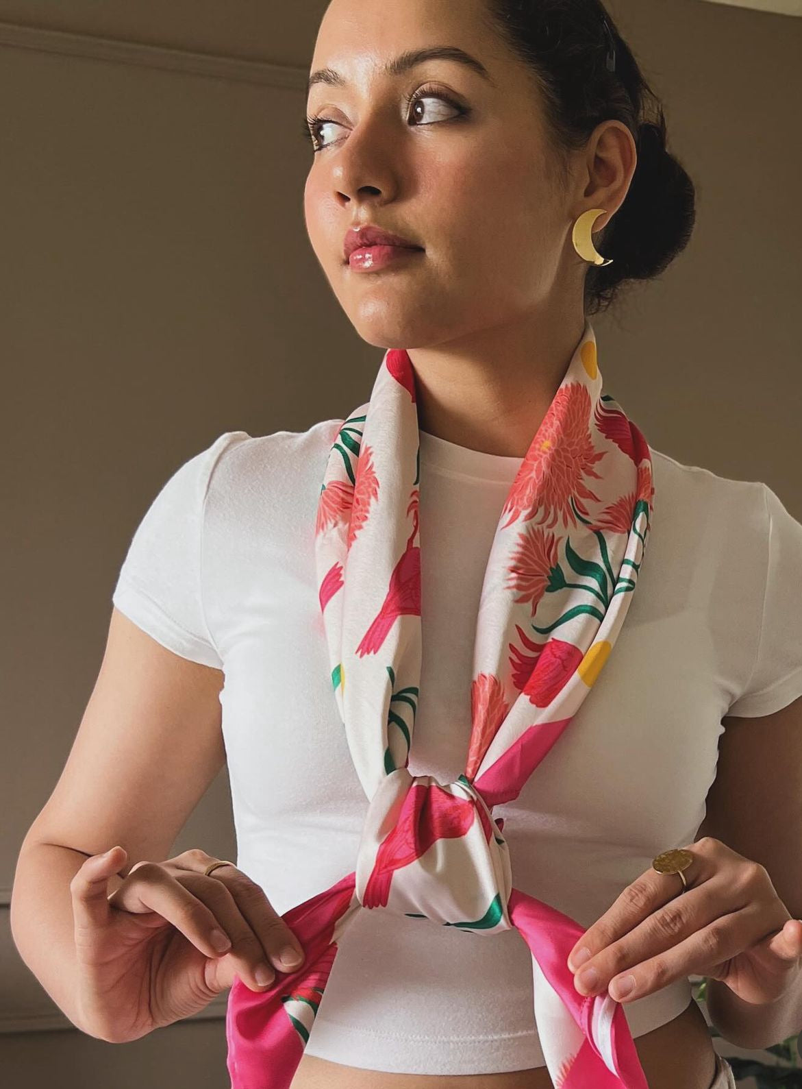 Birdsong Blossom Satin Scarf