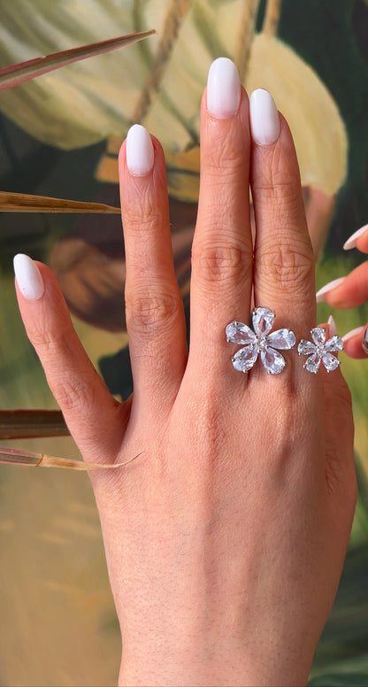 Crystal Blossom Open Ring