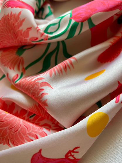 Birdsong Blossom Satin Scarf