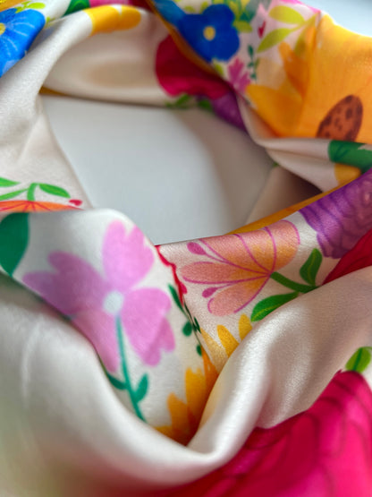 Floral Heart Elegance Satin Scarf