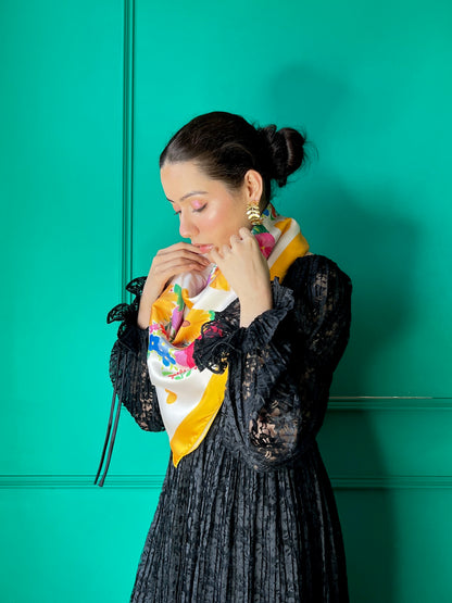 Floral Heart Elegance Satin Scarf