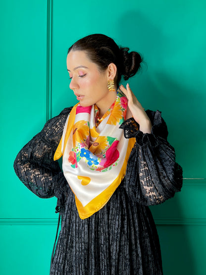 Floral Heart Elegance Satin Scarf