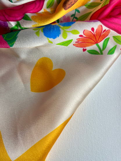 Floral Heart Elegance Satin Scarf