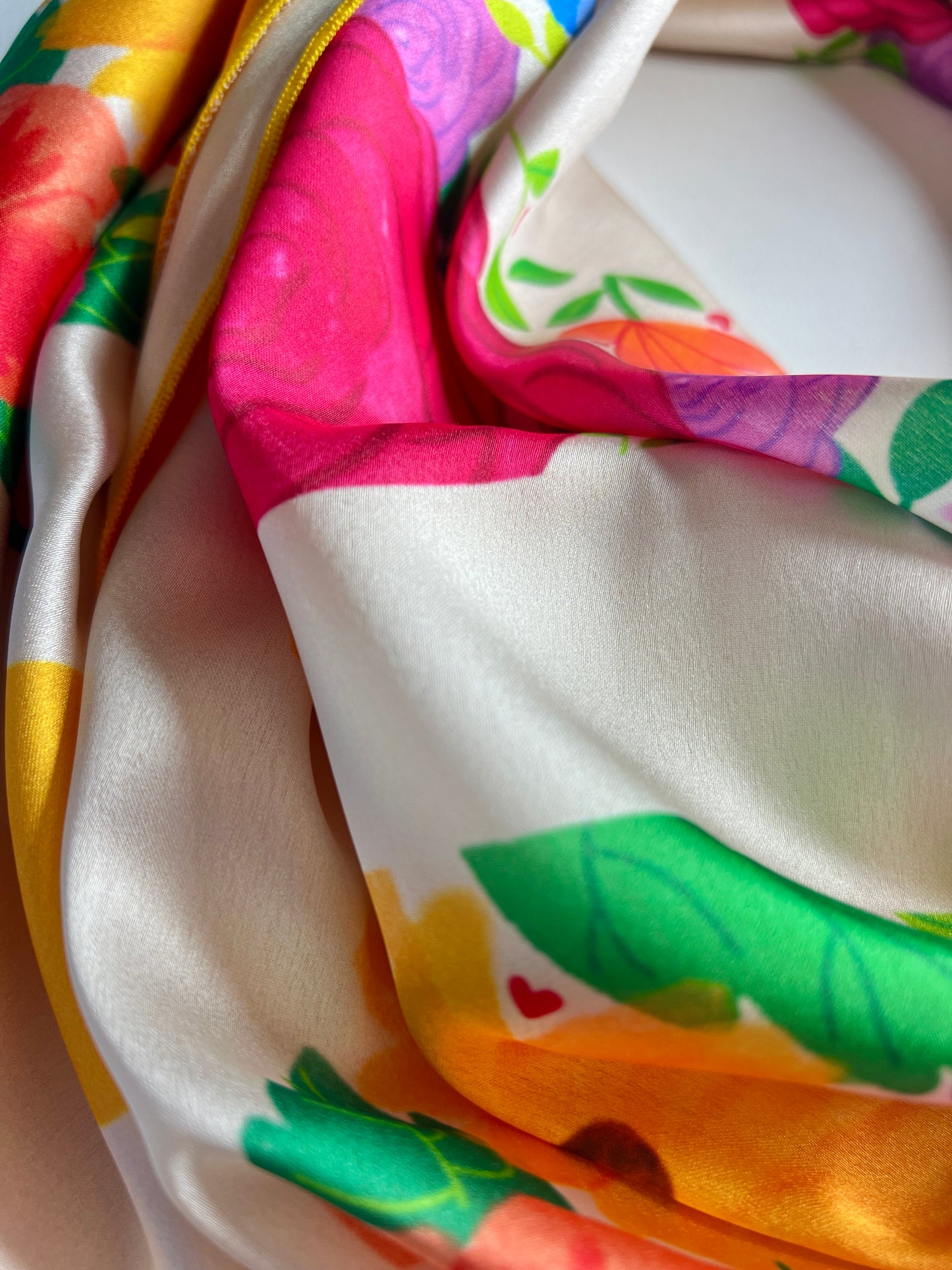 Floral Heart Elegance Satin Scarf